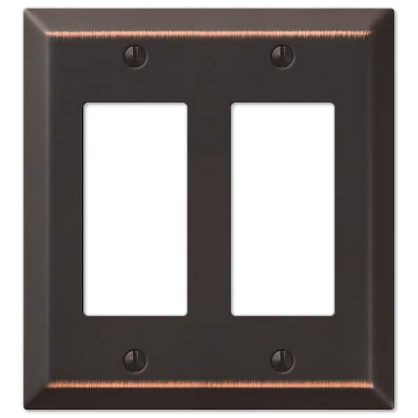 AMERELLE Metallic 2-Gang Aged Bronze Decorator/Rocker Stamped Steel Wall Plate