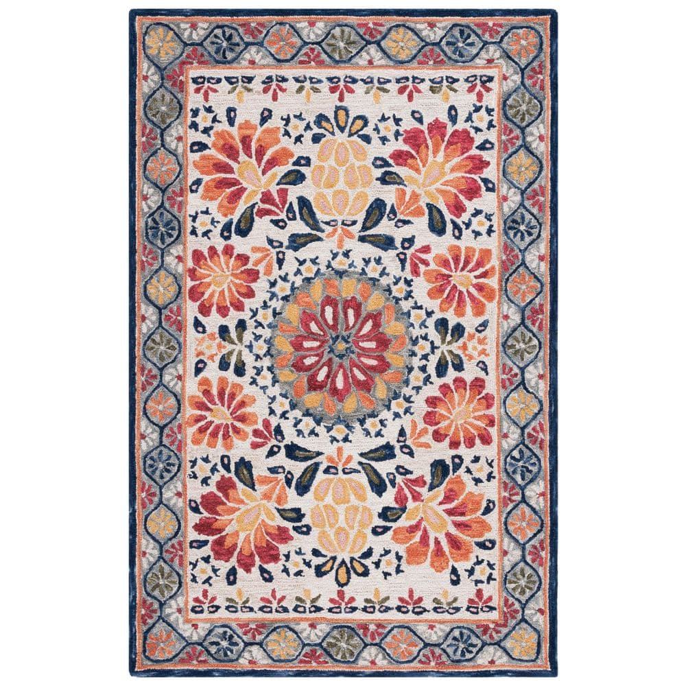 Blossom 6 ft. x 9 ft. Ivory/Red Floral Border Area Rug price history on PriceWatchPro