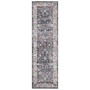 Vintage Collection Istanbul Gray 2 ft. x 7 ft. Border Runner Rug