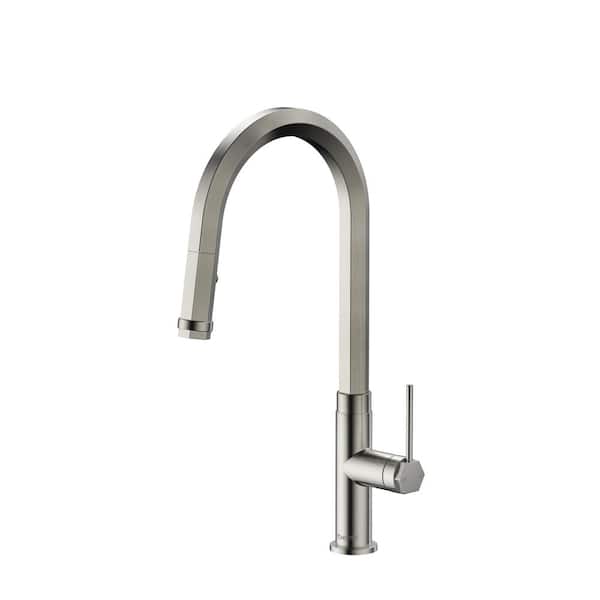 Staykiwi Single Handle Pull Down Sprayer Kitchen Faucet with Pull Out Spray Wand in Brushed Nickel