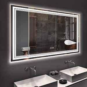 40 in. W x 32 in. H Large Rectangular Frameless Wall Mount LED Dimmable Wall Bathroom Vanity Mirror Front Light