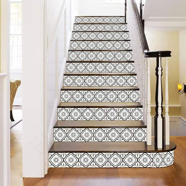 Black and Grey B5 4.25 in. x 4.25 in. Vinyl Peel and Stick Tile (24 Tiles, 3.01 sq.ft./Pack)