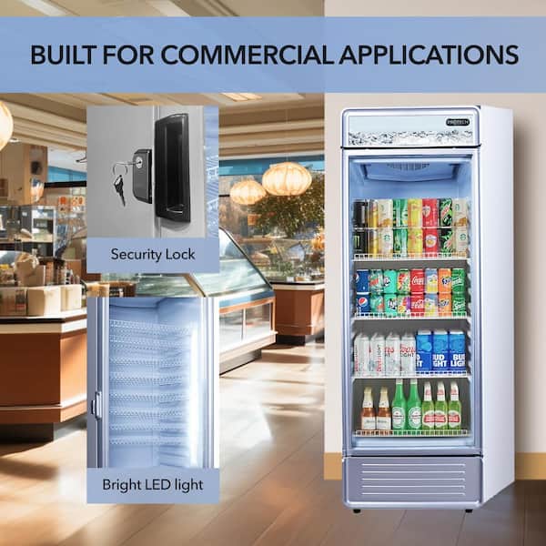 24 in 12.2 cu ft PROTECH Commercial Beverage Merchandiser Refrigerator with Customizable Logo Display in White