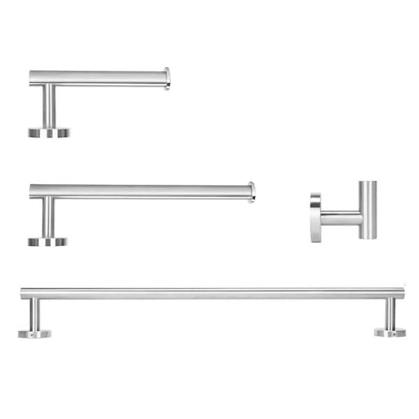 Langsun 4-Piece Bath Hardware Set with Toilet Paper Holder and 23.6 inTowel Bar in Brushed Nickel