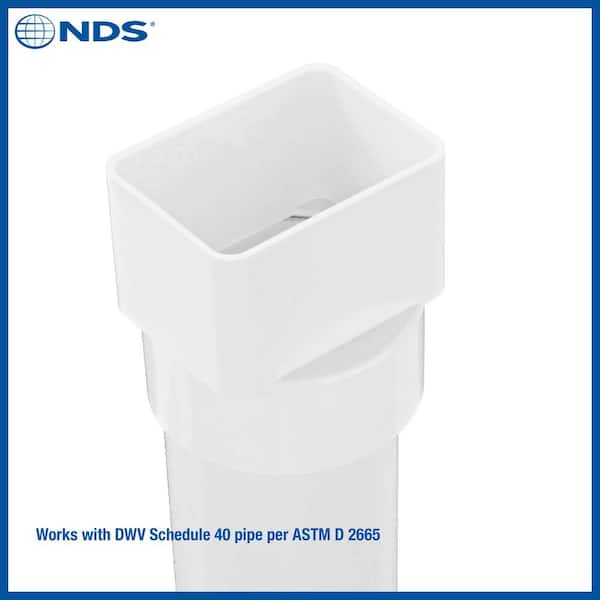 PVC Downspout Adapter, 2X3 in. Downspout X 3 in. DWV/SCH40 Hub
