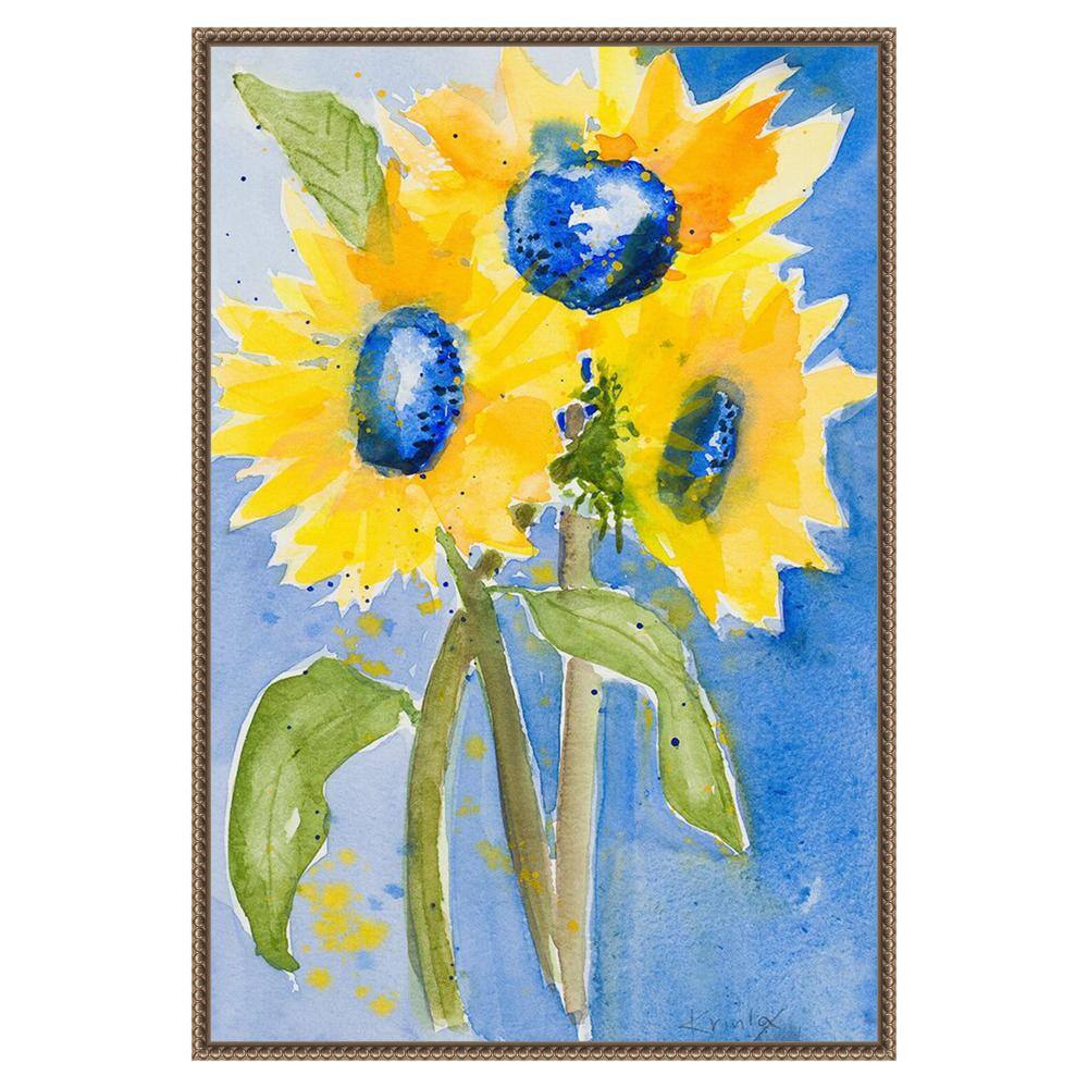 Sunflowers Abstract Canvas Print with Bronze Frame, 23"x33"