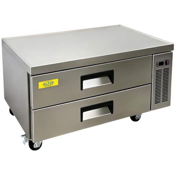 Elite Kitchen Supply 48.3 in. 9.6 cu. ft. NSF 2-Drawers Refrigerator Chefs Base EB48 Stainless Steel