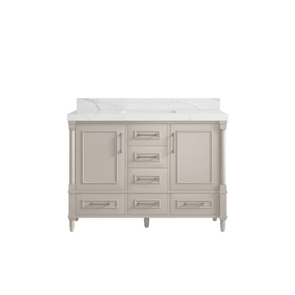 Willow Collections Hudson 48 in. W x 22 in. D x 36 in. H Single Sink Bath Vanity in Fine Grain with 2 in. Calacatta Laza Qt. Top