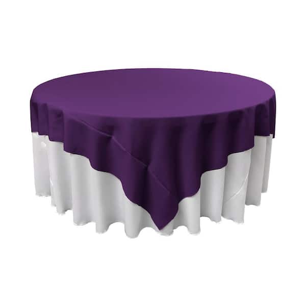 LA Linen 90 in. x 90 in. Purple Polyester Poplin Square Tablecloth