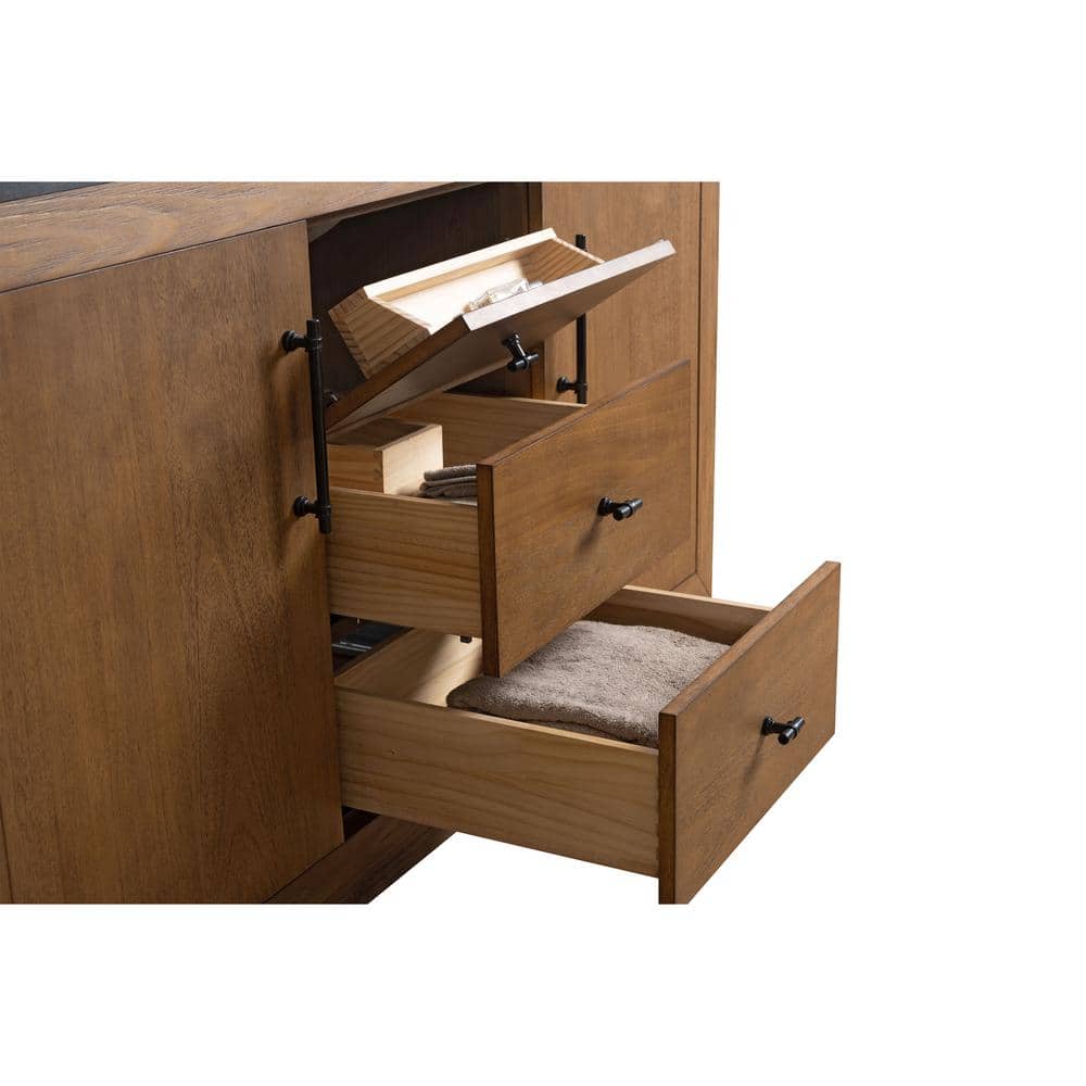 60" Single Bathroom Vanity Set with Black Limestone Top