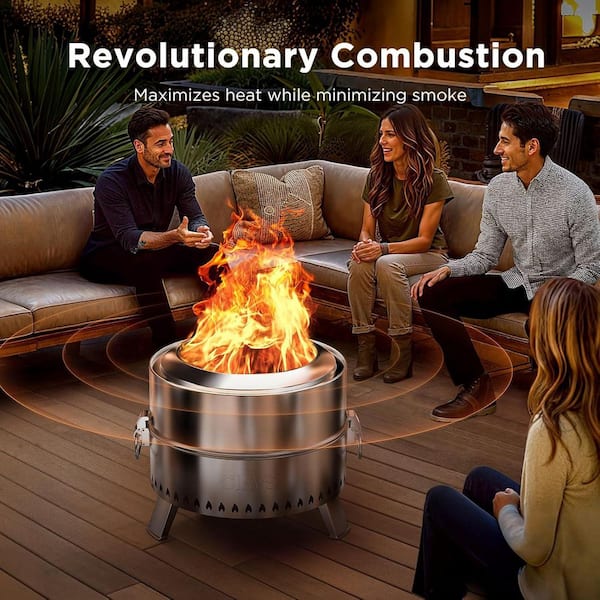 Ciays 17 in. Stainless Steel Round Smokeless Wood Burning Outdoor