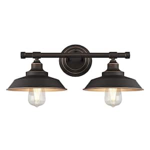 Iron Hill 2-Light Oil Rubbed Bronze with Highlights Wall Mount Bath Light