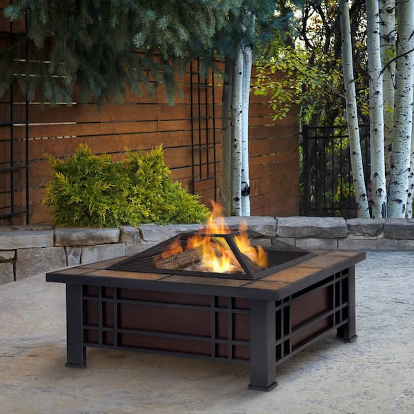 Real Flame Morrison 34 in. Wood Burning Fire Pit