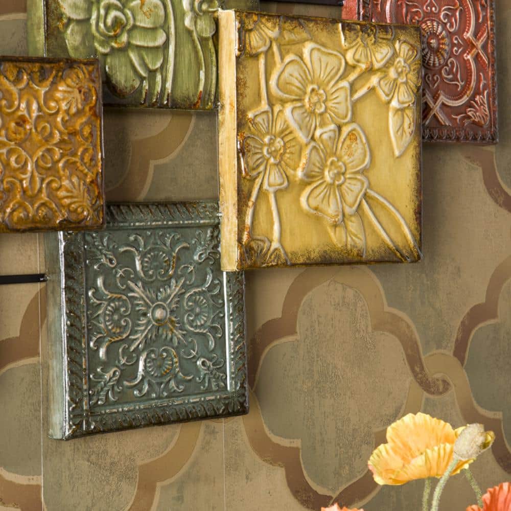 Bijou Hand-Painted Floral Metal Wall Sculpture 41.5" x 20.75"