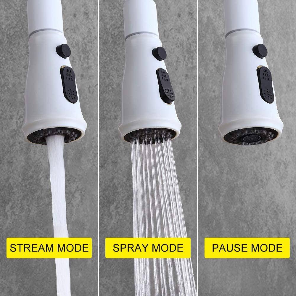 White Stainless Steel Pull Down Kitchen Faucet with Touch Activation
