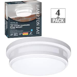 11 in. Round White Indoor Outdoor LED Flush Mount Ceiling Light Adjustable CCT 830 Lumens Wet Rated (4-Pack)