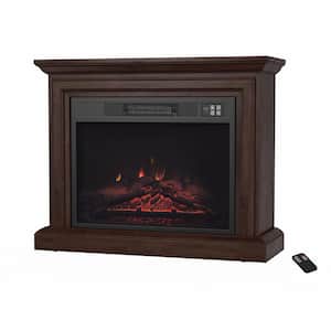 31 in. Freestanding Wooden Electric Fireplace in Brown