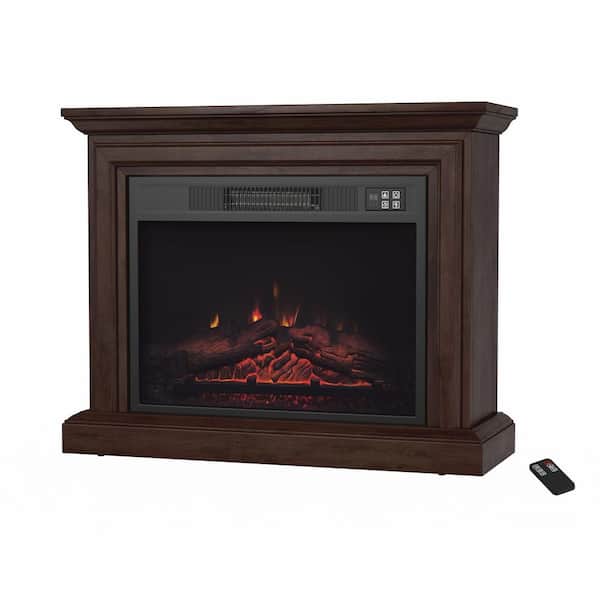 Unbranded 31 in. Freestanding Wooden Electric Fireplace in Brown