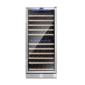 24 in. Dual Zone 116-Bottle Built-In and Freestanding Wine Cooler in Stainless Steel