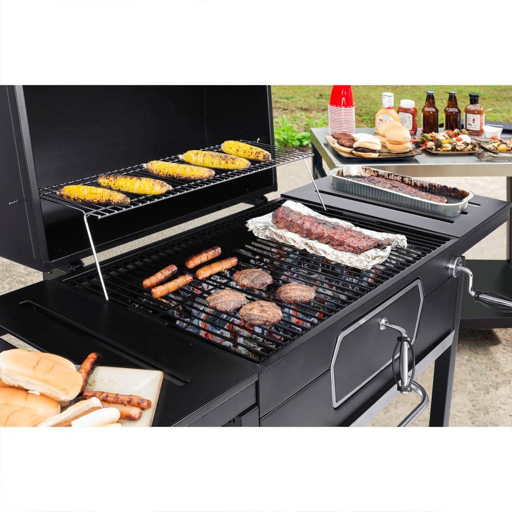 Royal Gourmet Black Stainless Steel 30-Inch Charcoal Grill with Smoker
