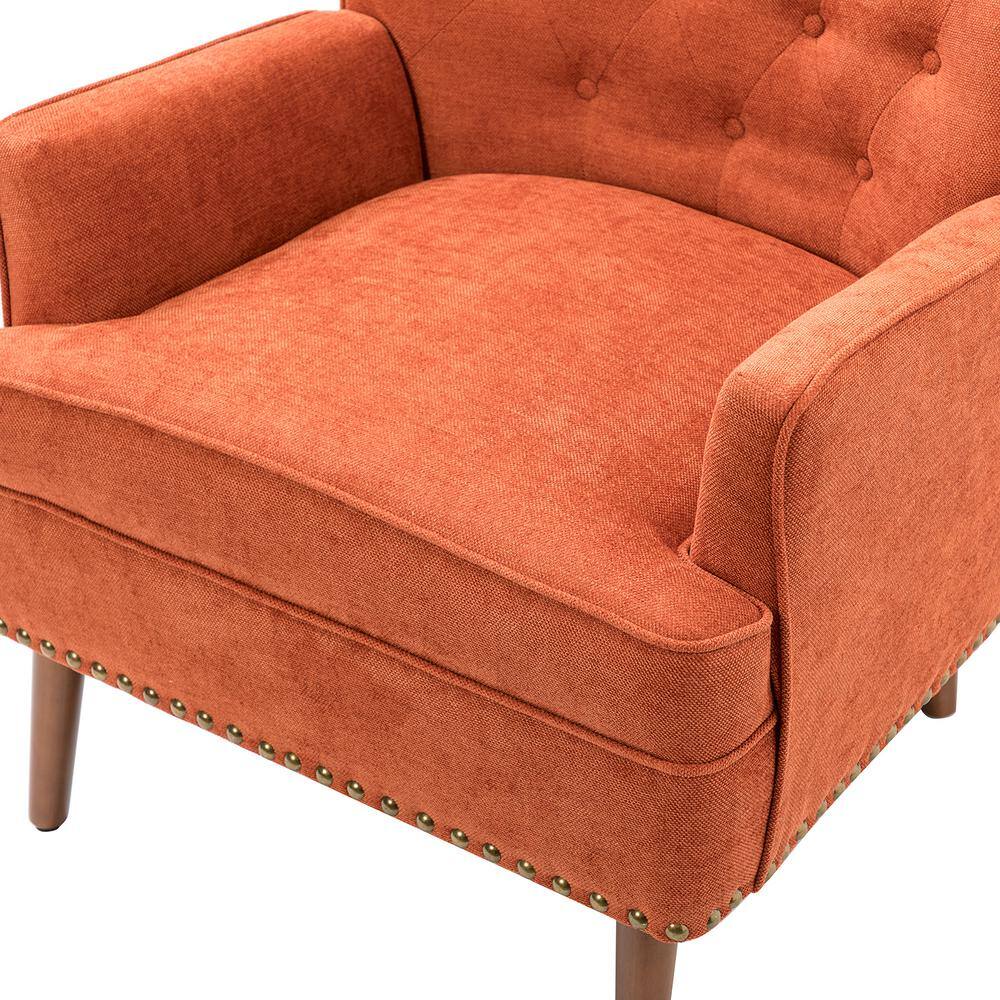 Laomedon Orange Button-Tufted Accent Chair Set with Nailhead Trim