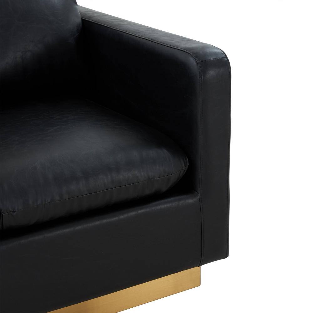 Nervo Black Leather Accent Chair with Gold Base