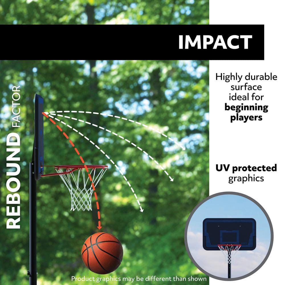 44" Black and Blue Acrylic Portable Basketball Hoop