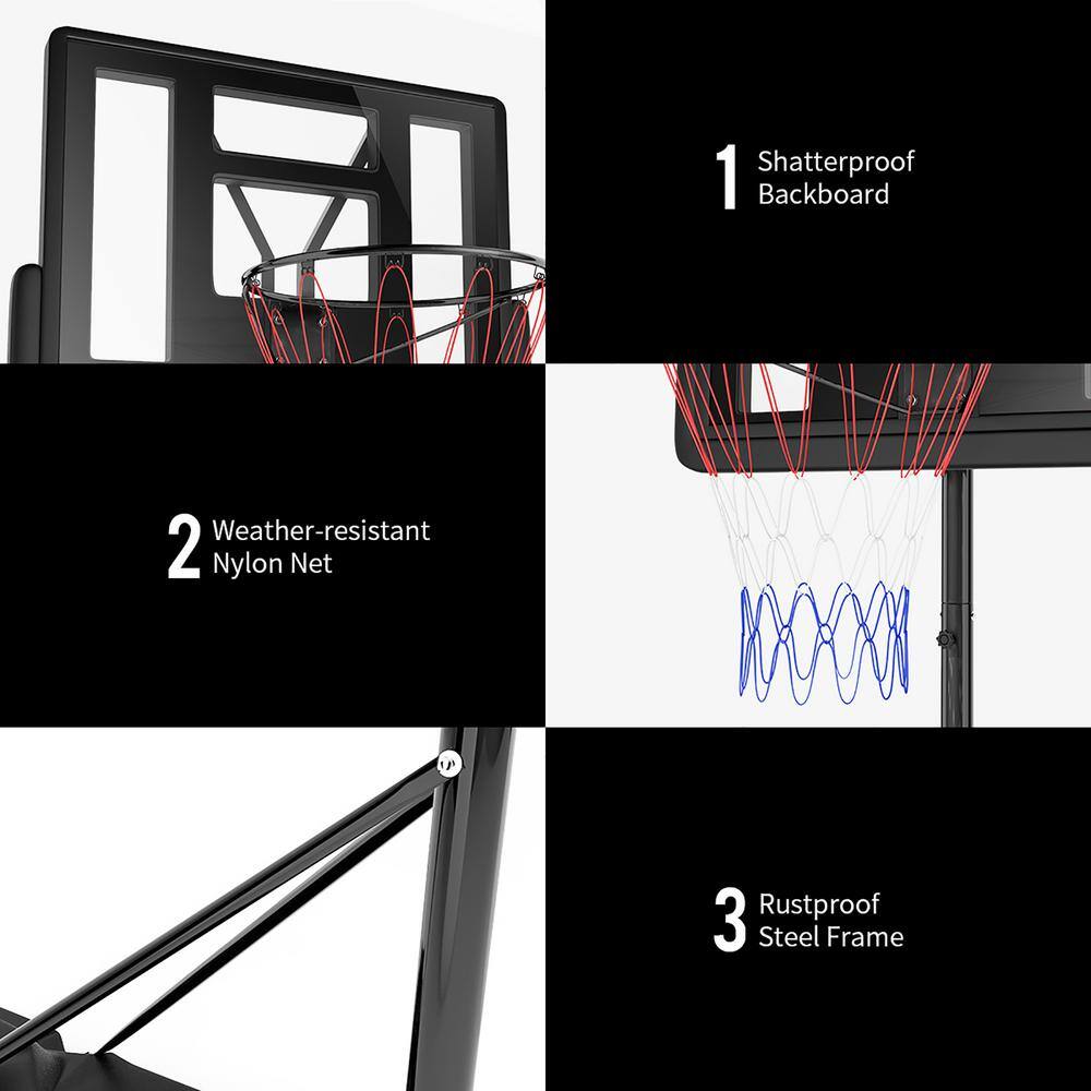 Adjustable Portable Basketball Hoop with Polycarbonate Backboard and Wheels