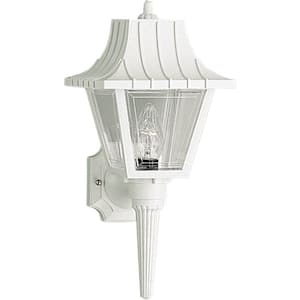 Mansard Collection 1-Light White Clear Beveled Acrylic Shade Traditional Outdoor Large Wall Lantern Light