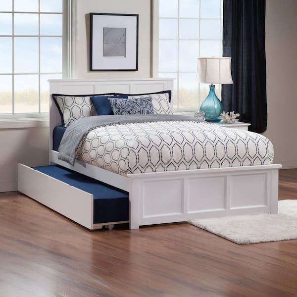 Madison White Queen Bed with Matching Footboard and Twin Extra Long Trundle
