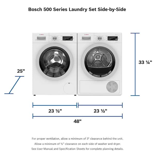 insekt pessimist skjold Bosch 500 Series 4 cu. ft. 240-Volt Home Connect White Stackable Electric  Ventless Heat Pump Compact Dryer, ENERGY STAR WTW87NH1UC - The Home Depot