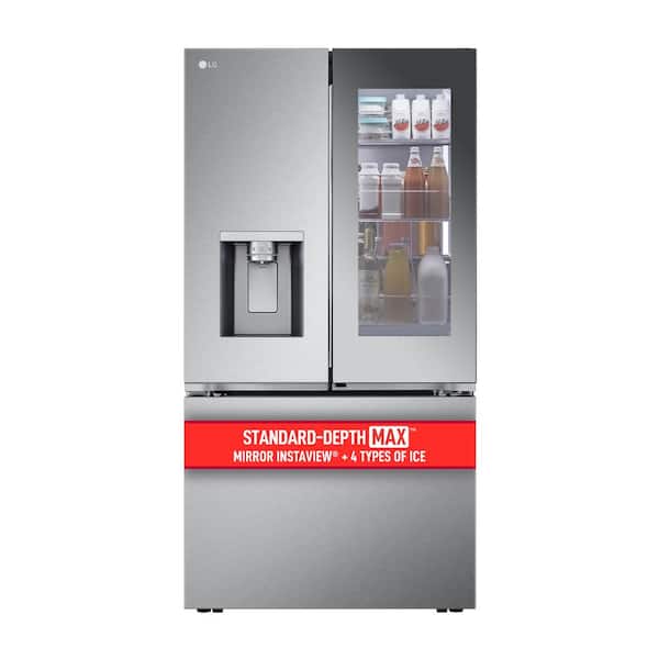 LG 31 cu. ft. Standard-Depth MAX French Door Refrigerator w/Mirrored Instaview & 4 types of ice, PrintProof Stainless Steel