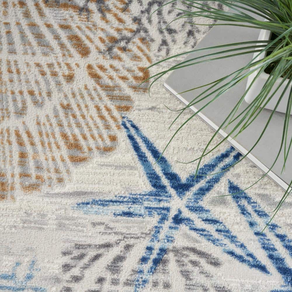Pompeii Blue and Ivory Nautical 5' x 7' Area Rug