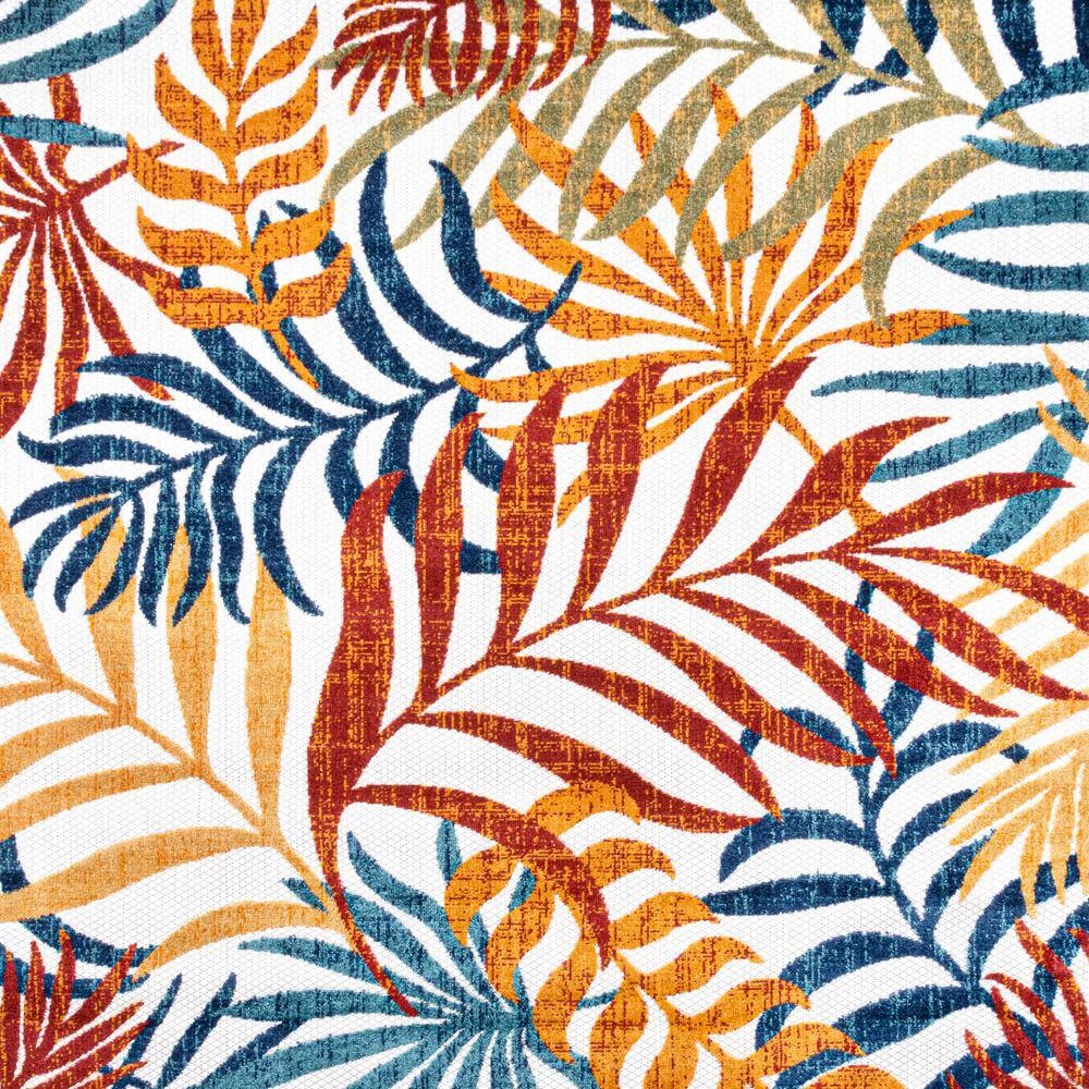 Cream and Orange Synthetic Flat Woven Square Area Rug
