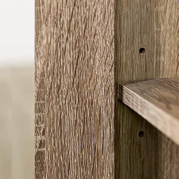 Walker Edison Furniture Company - 58" Transitional Fireplace Glass Wood TV Stand Entertainment Center - Driftwood