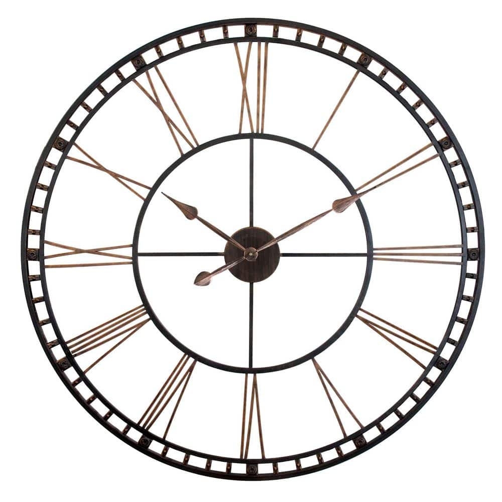 Infinity Instruments Black and Bronze Tower XXL Wall Clock 14692 The Home Depot