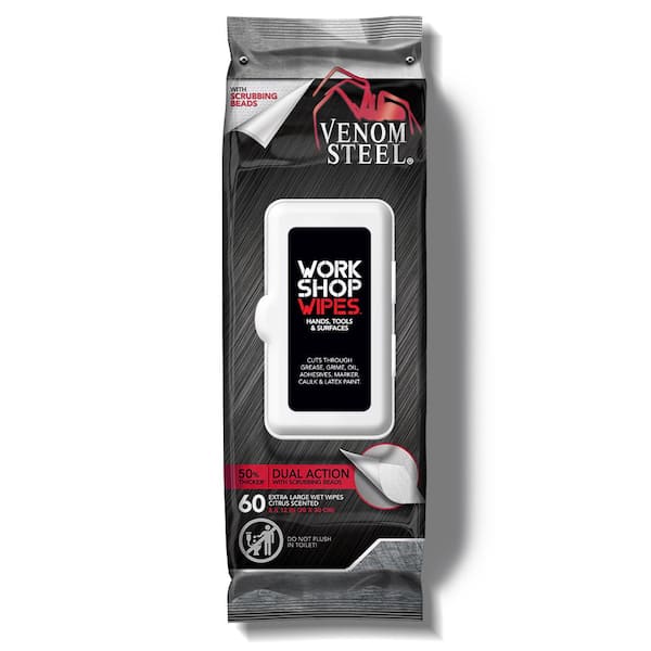 Venom Steel Workshop Wipes Cleaning Cloth with Scrubbing Beads, 8 in. x 12 in. 60-Count