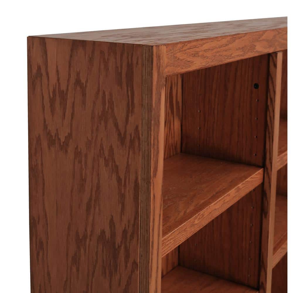 Traditional Dry Oak 84" Triple Wide 18-Shelf Bookcase