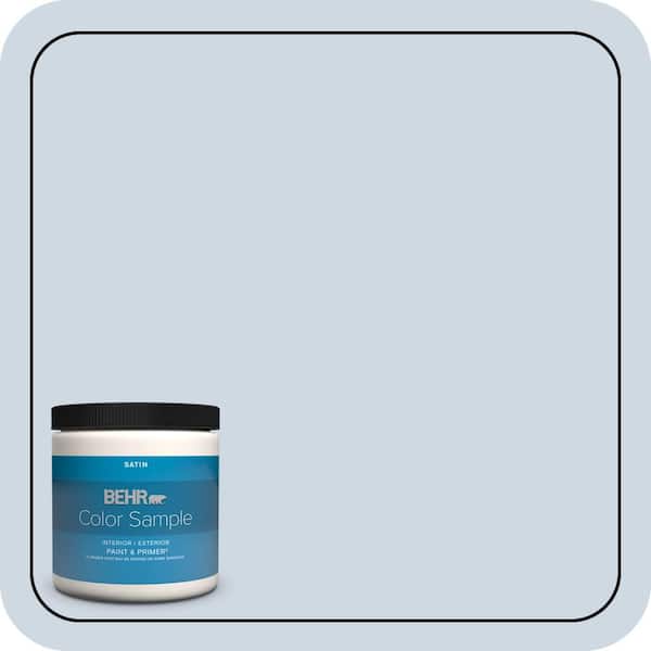 BEHR PREMIUM PLUS 8 oz. #S520-1 Pale Cornflower Satin Enamel Interior/Exterior Paint & Primer Color Sample