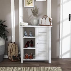 Maxine White Oak Storage Accent Cabinet With Shelves
