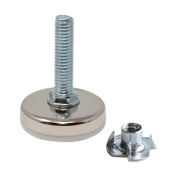 (50-Pack) Titan Nickel-White Hex Base 3/8-16 Thread x 1-1/2 in. L Stem Furniture Replacement Leveler with Insert