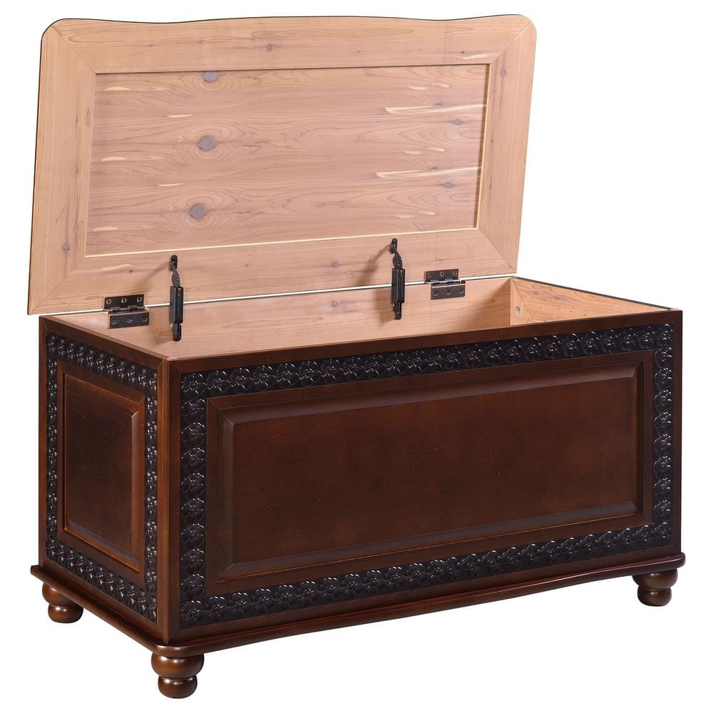 Deep Tobacco Flip-Top Cedar Storage Chest with Lock