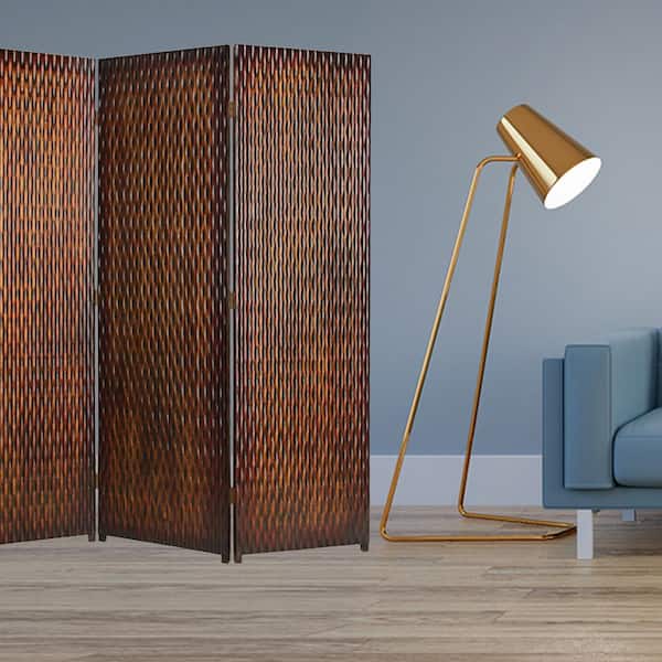 HomeRoots Mariana 6 ft. Brown 3-Panel Screen Divider