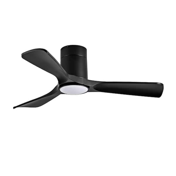 42 in. Black-ABS Ceiling Fan with Remote-3-Blade Light Fan, Standard Integrated LED Light Fixture with Dimmable