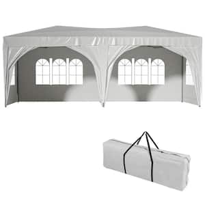 10 ft. x 20 ft. Pop Up Canopy Outdoor Portable Party Wedding Folding Tent with 6 Removable Sidewalls, Beige White