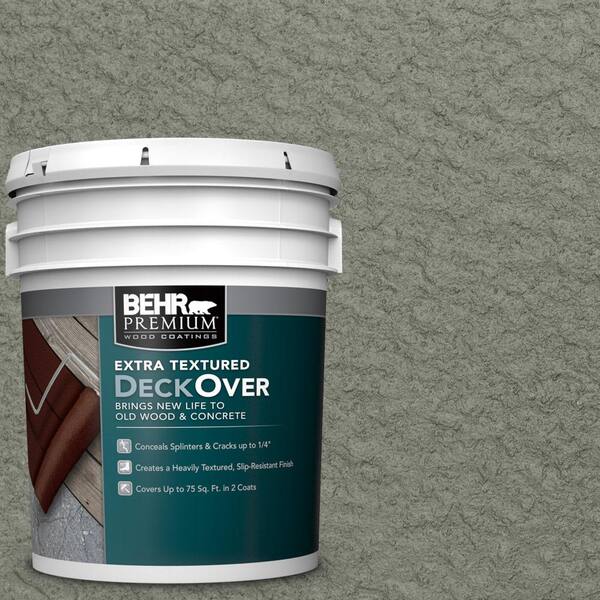 BEHR Premium Extra Textured DeckOver 5 gal. #SC-137 Drift Gray Extra Textured Solid Color Exterior Wood and Concrete Coating