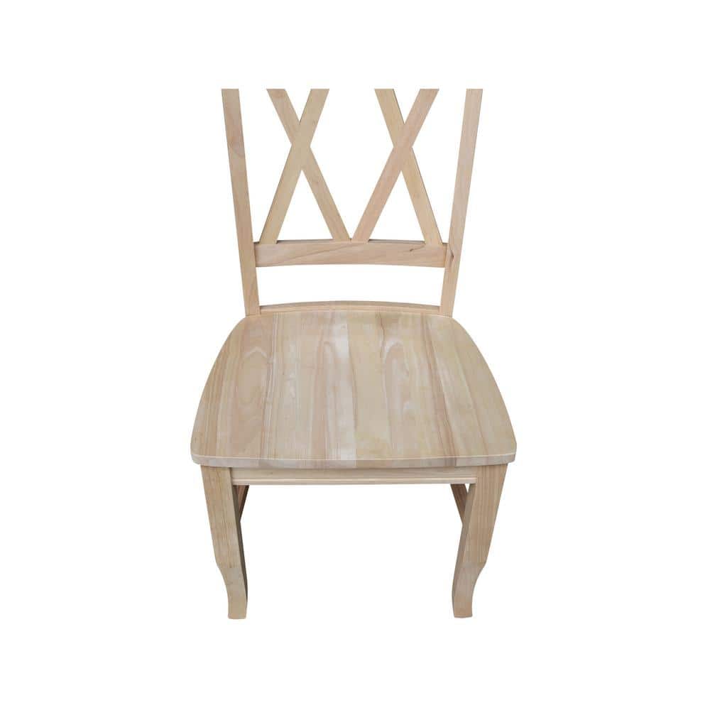 Elegant White Solid Wood High Cross-Back Side Chair, Set of 2