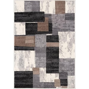 Nova Brown 3 ft. 9 in. x 5 ft. 6 in. Modern Abstract Area Rug