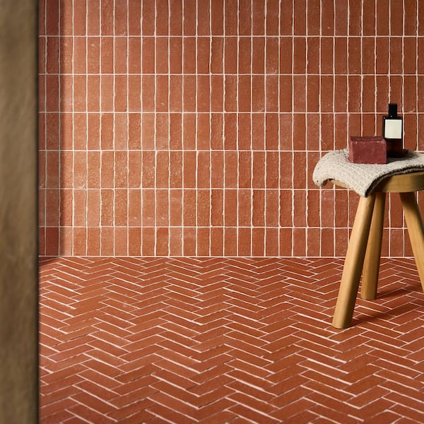 Creston Canyon Red 12.72 in. x 13.53 in. Herringbone Matte Porcelain Mosaic Floor and Wall Tile (1.19 Sq. Ft. / Each)