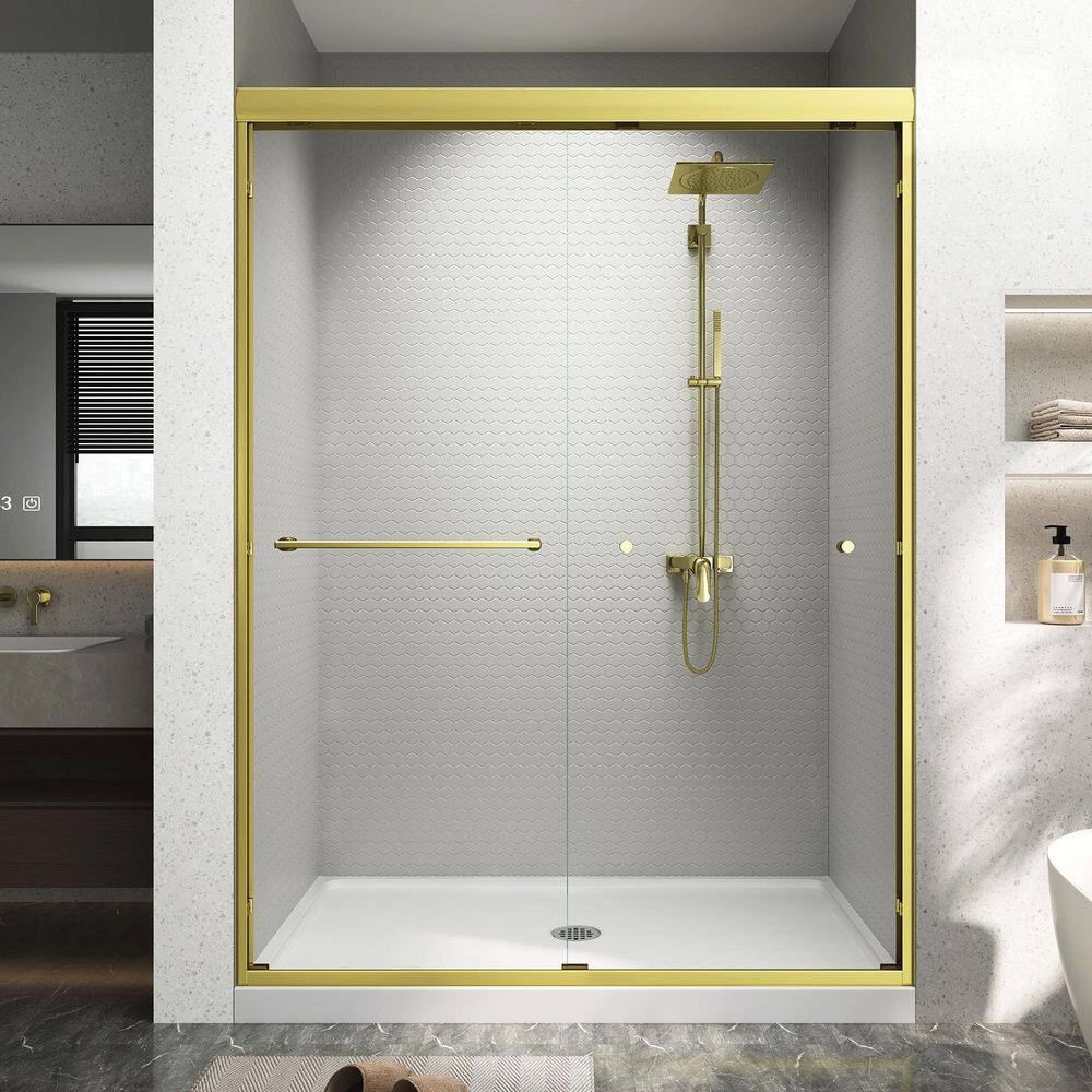 67-72 in. W x 72 in. H Sliding Framed Shower Door in Brushed Gold with Clear Tempered Glass price history on PriceWatchPro